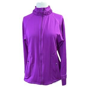 SPANX Active Contour jacket Women’s Sz XL purple Ruffle Full Zip Running